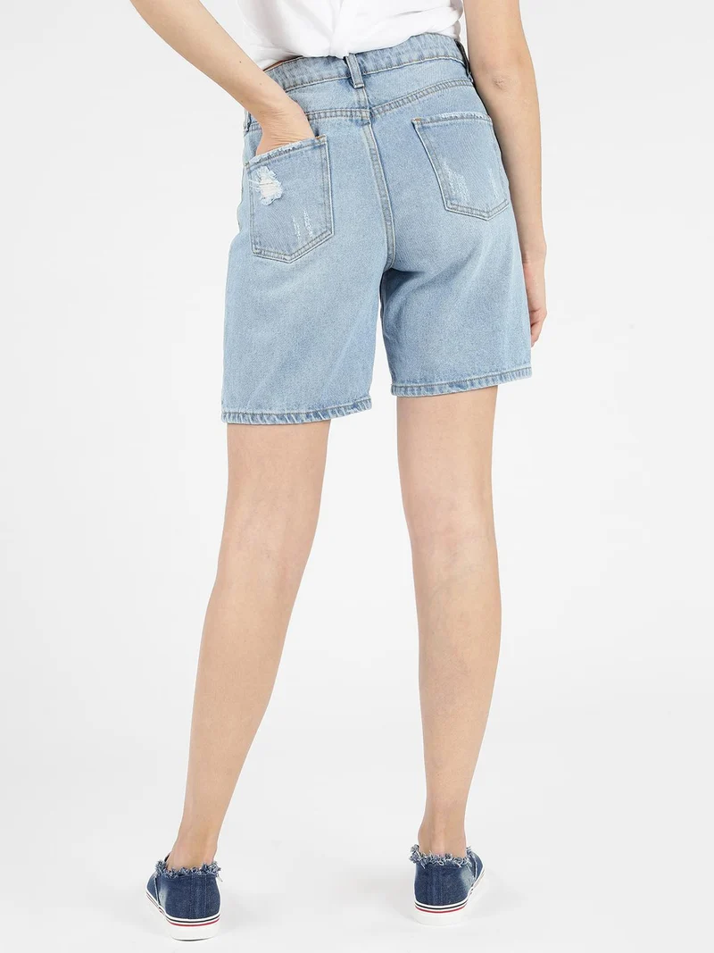 Pantaloncini mom strappati in jeans