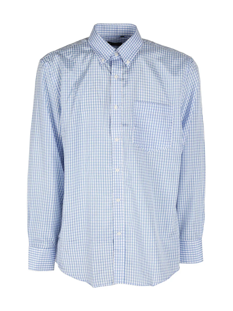 Camicia uomo a quadri manica lunga - azzurro