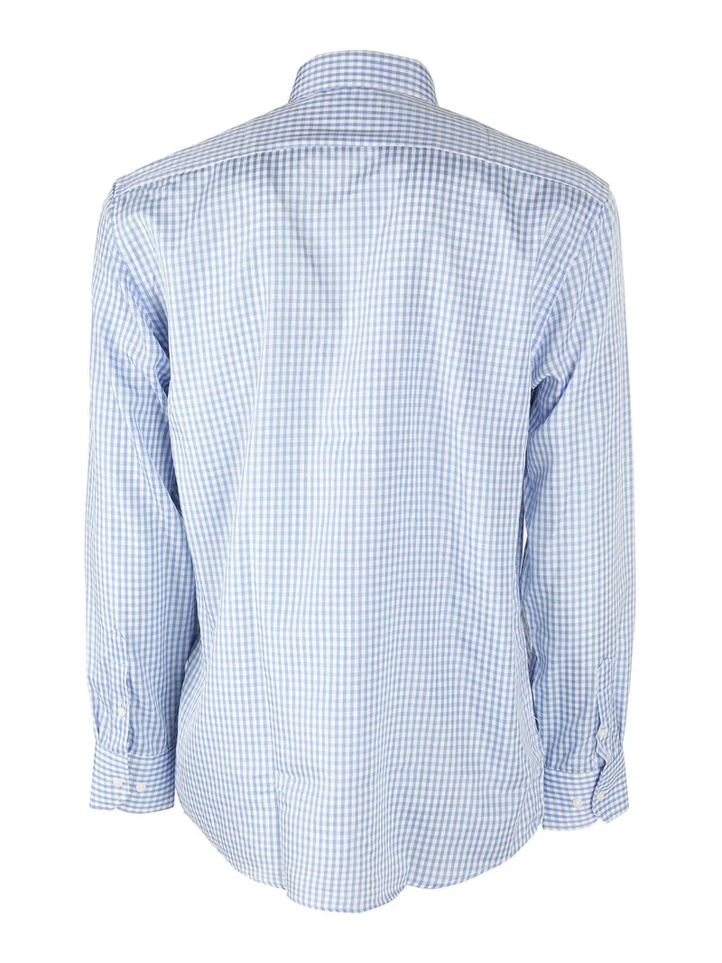 Camicia uomo a quadri manica lunga - azzurro