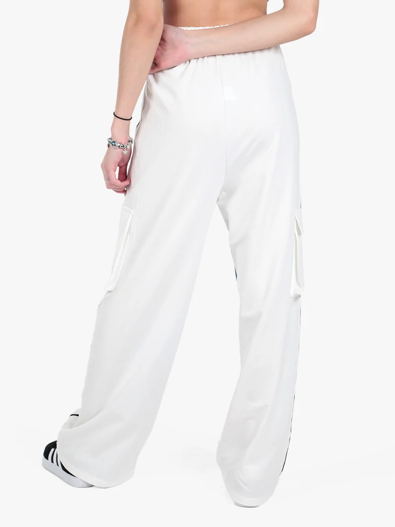 Pantaloni donna a gamba larga con tasconi e coulisse - bianco