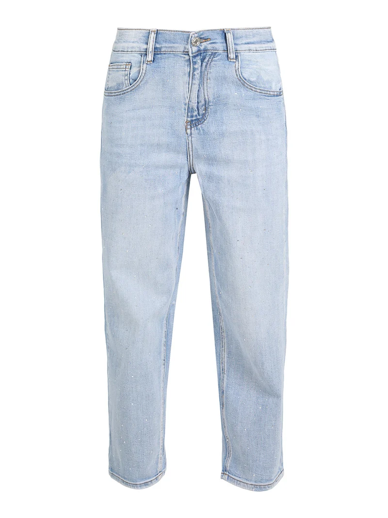 Jeans donna mom fit con strass - jeans