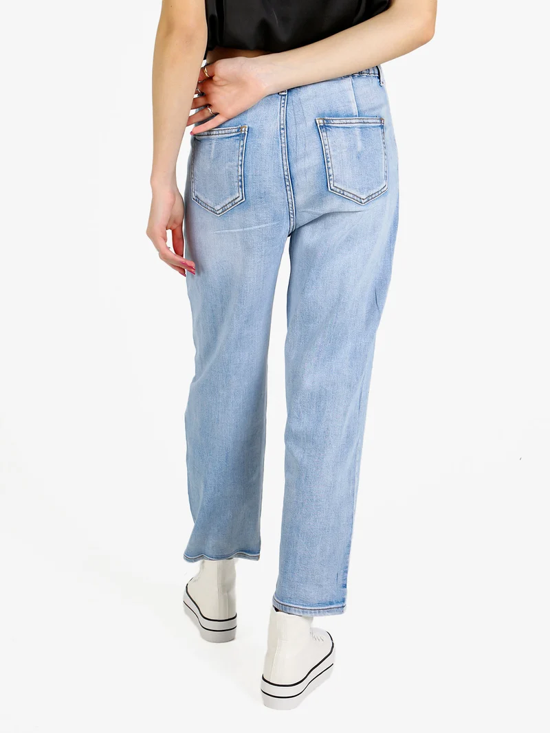 Jeans donna mom fit con strass - jeans