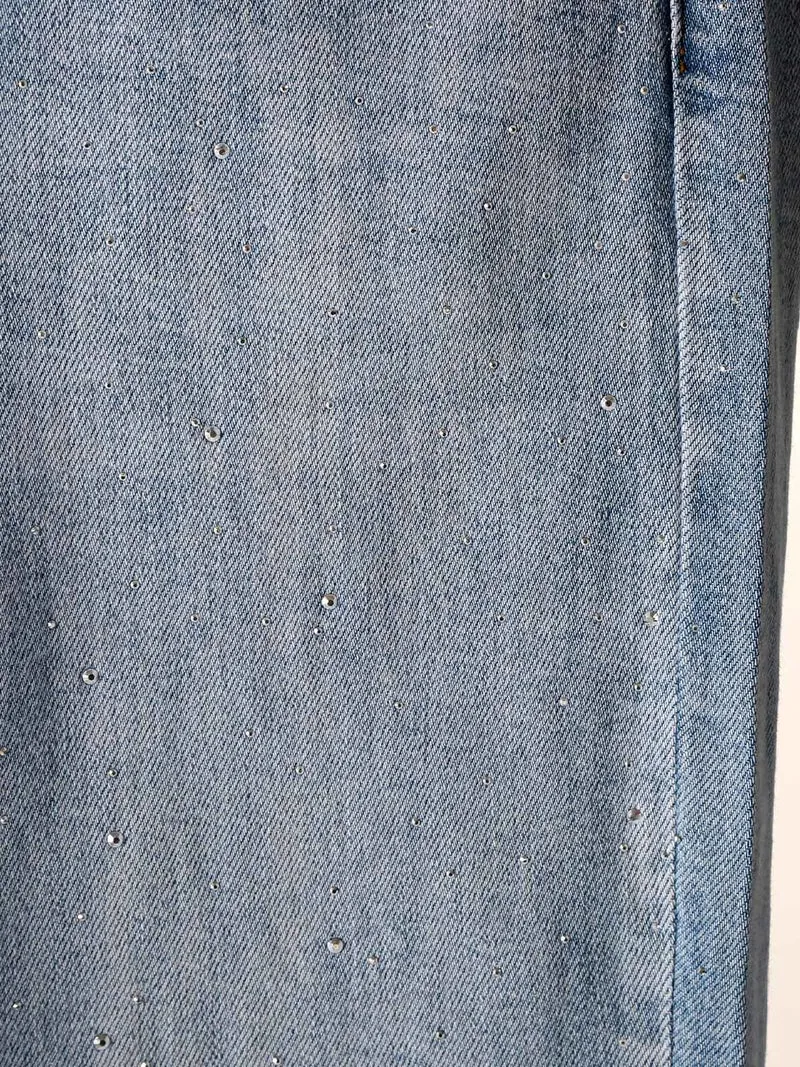 Jeans donna mom fit con strass - jeans