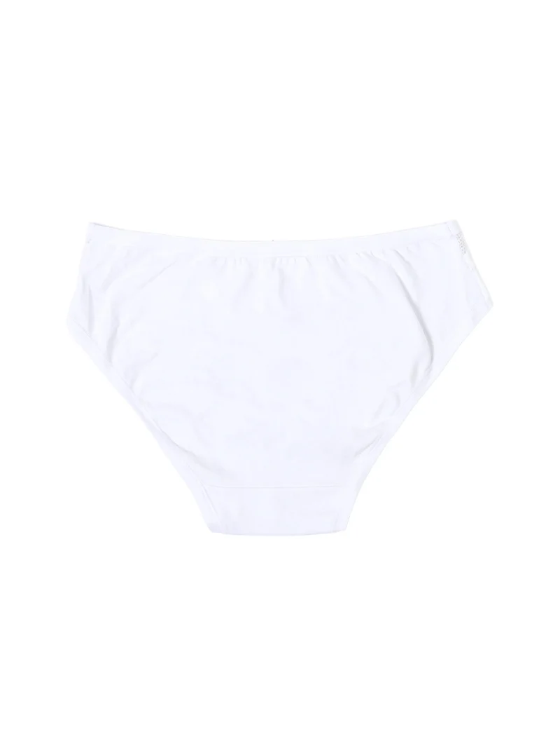 Slip donna in cotone bielastico con pizzo - bianco