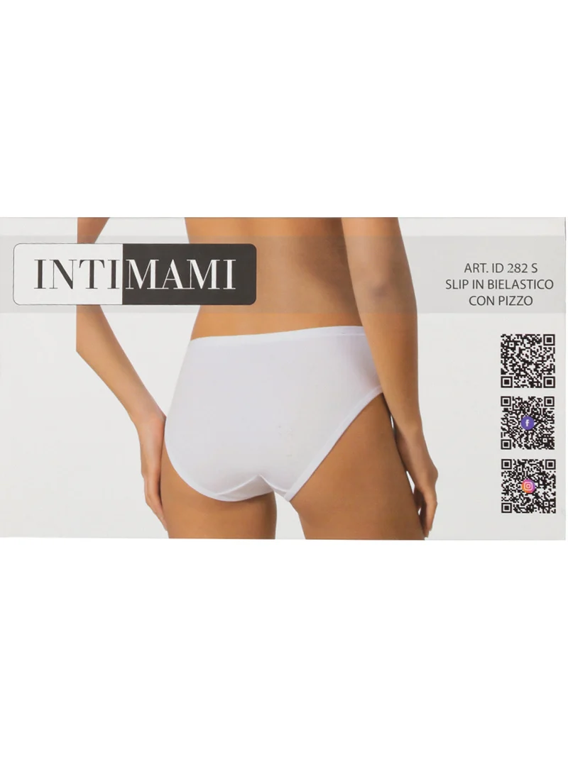 Slip donna in cotone bielastico con pizzo - bianco