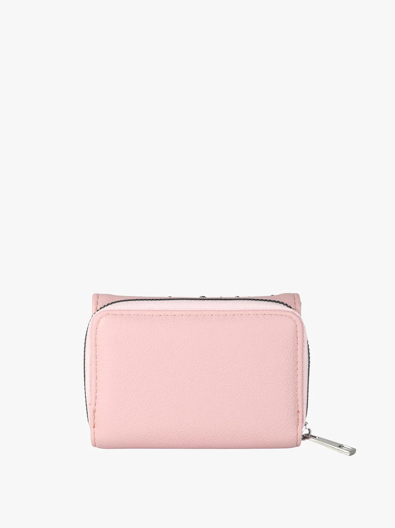 Portafoglio mini da donna con borchie - rosa