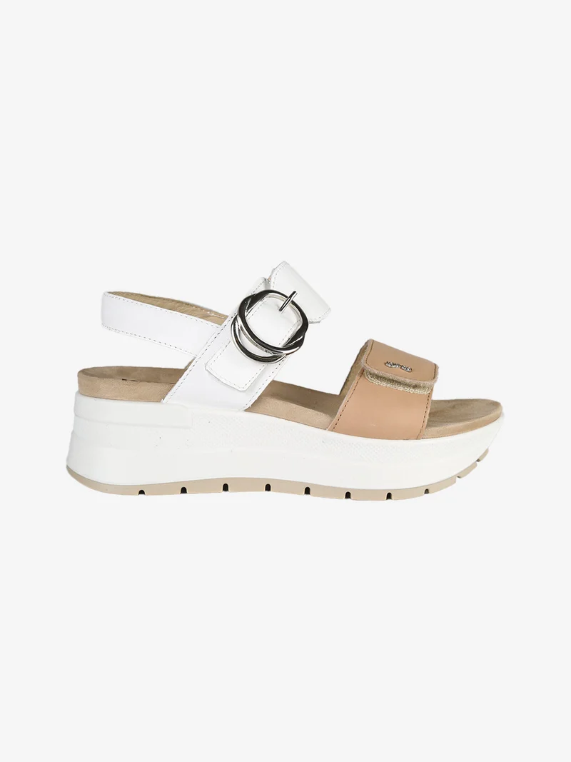 Sandali in pelle da donna con strappi e platform - bianco