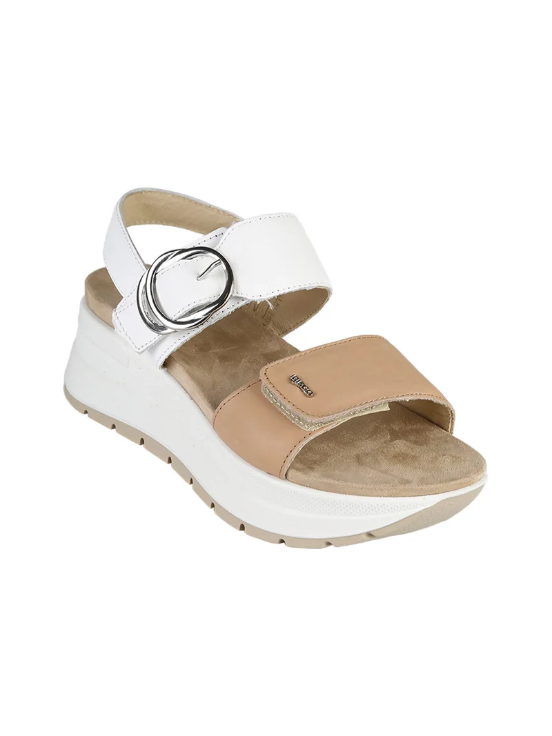 Sandali in pelle da donna con strappi e platform - bianco