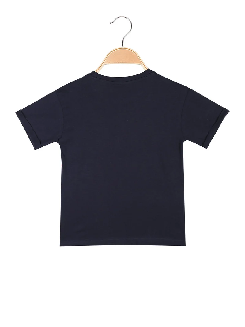 T-shirt da bambino in cotone con stampa disegno - blu scuro