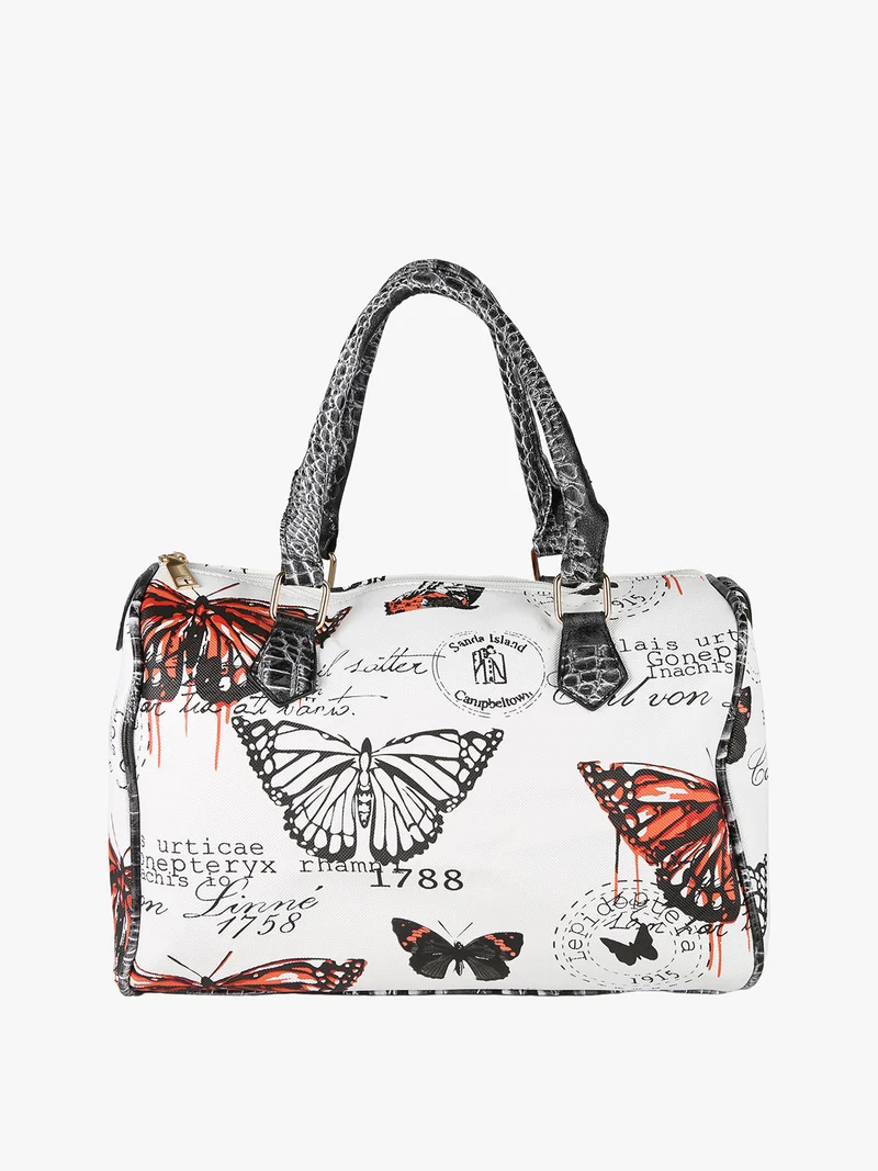 Borsa bauletto da donna con stampa farfalle - arancione