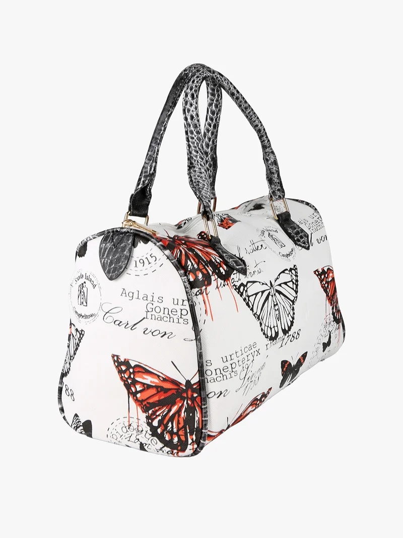 Borsa bauletto da donna con stampa farfalle - arancione