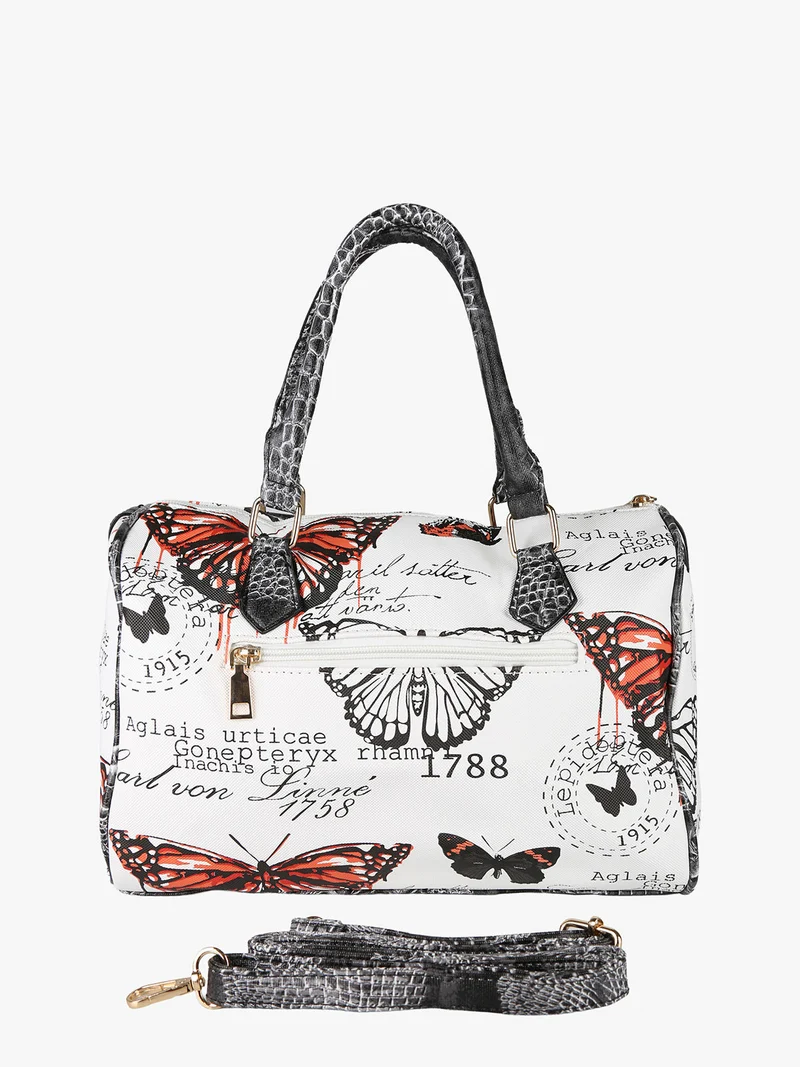 Borsa bauletto da donna con stampa farfalle - arancione