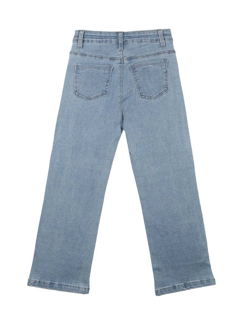 Jeans da bambina a gamba larga con strass - jeans