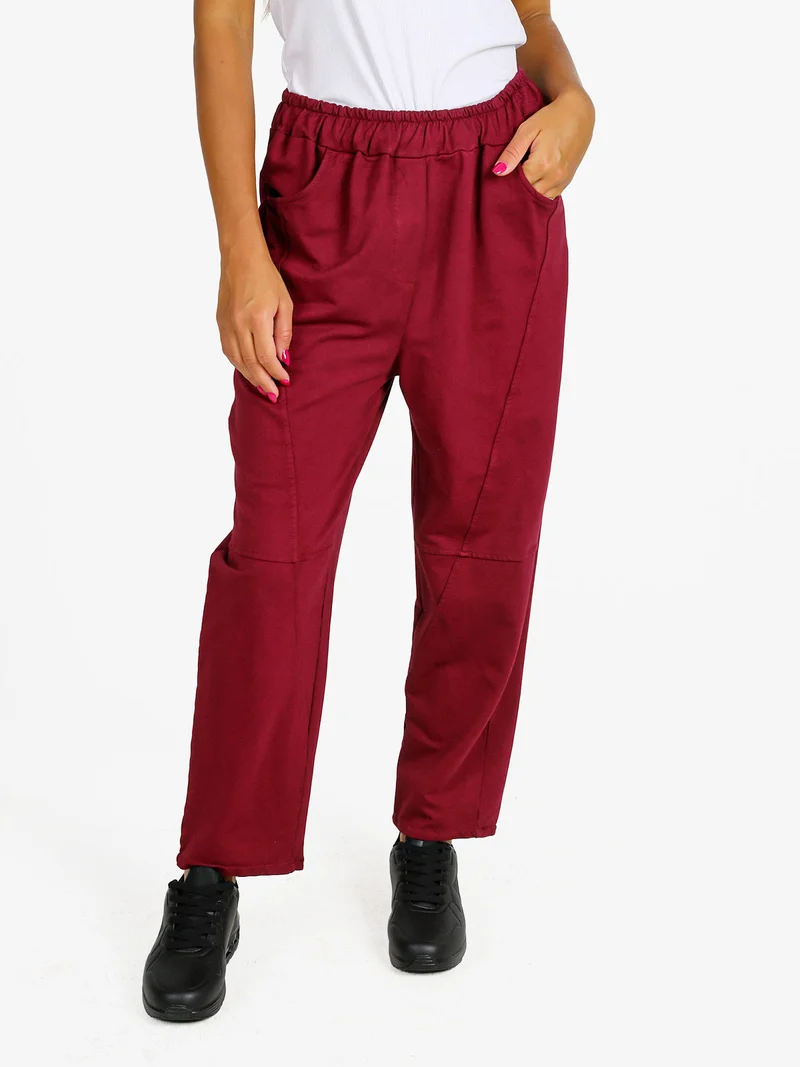 Pantaloni sportivi donna in cotone - bordeaux