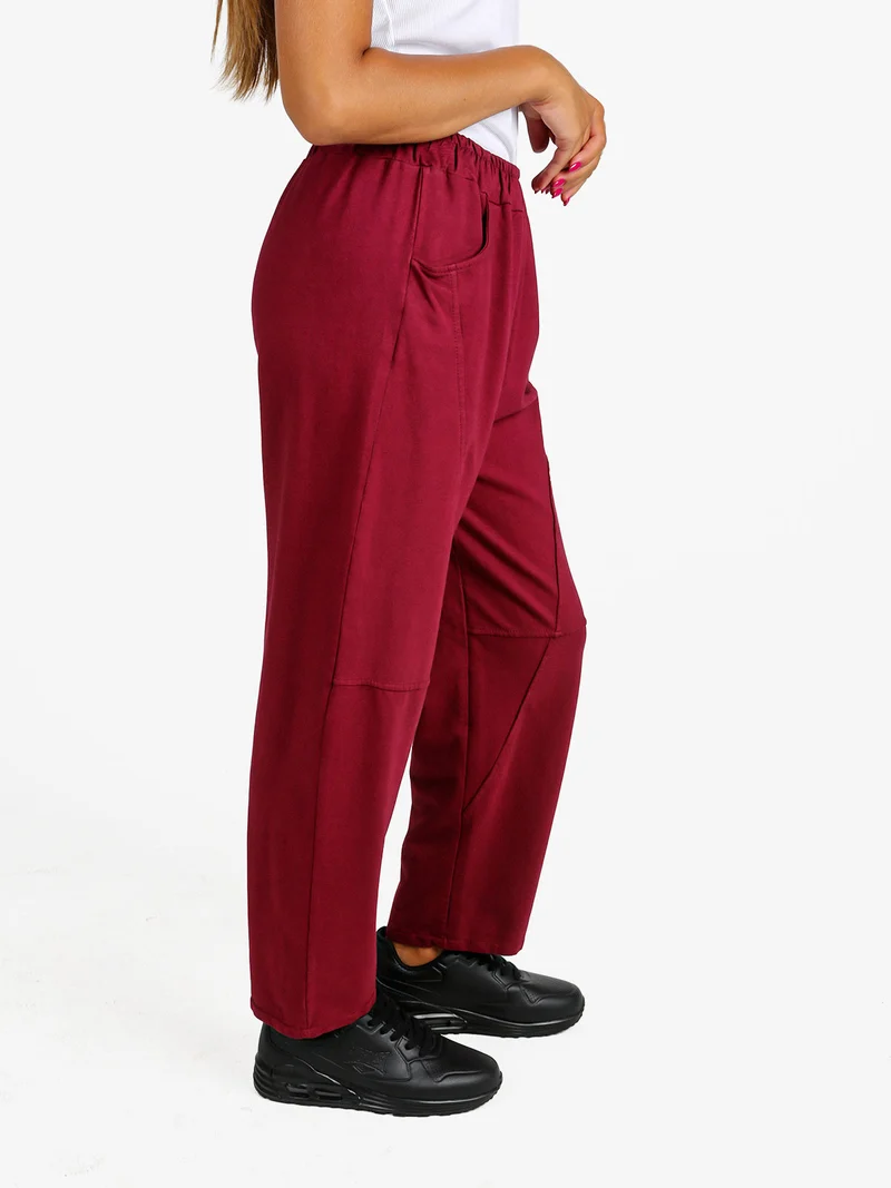 Pantaloni sportivi donna in cotone - bordeaux