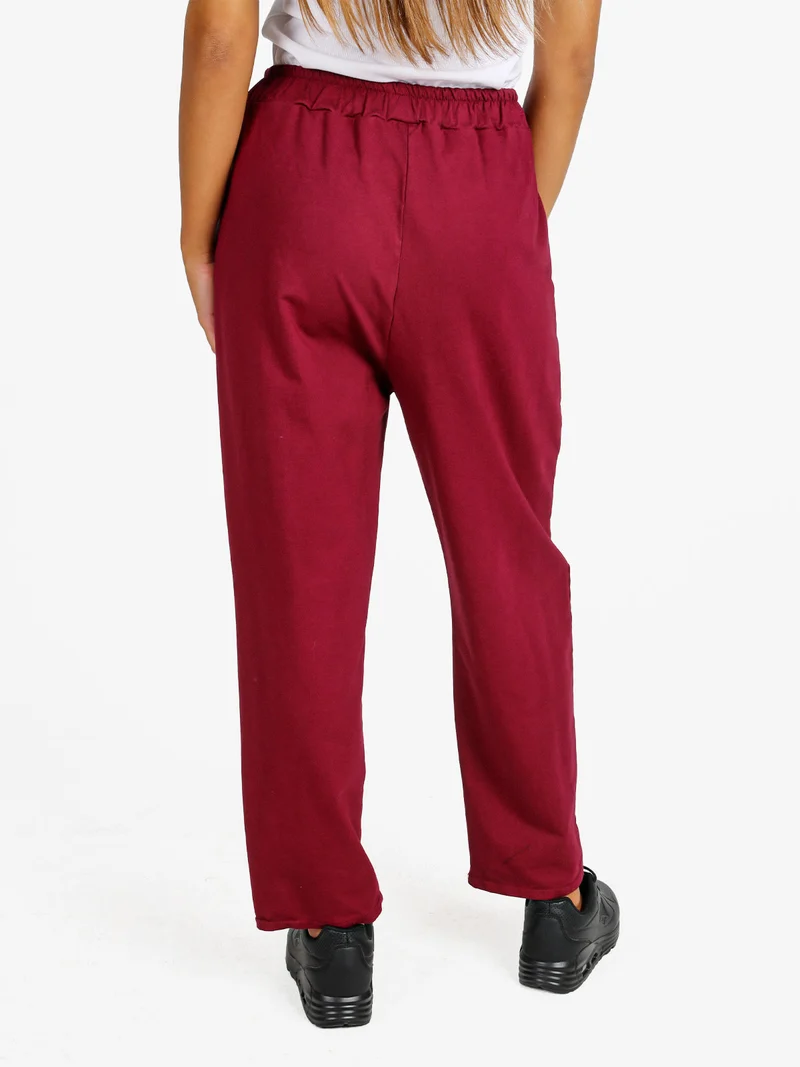 Pantaloni sportivi donna in cotone - bordeaux