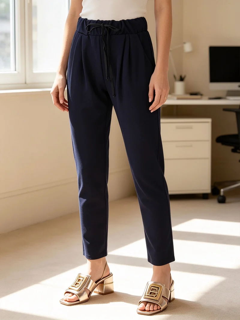 Pantaloni donna con coulisse - blu scuro