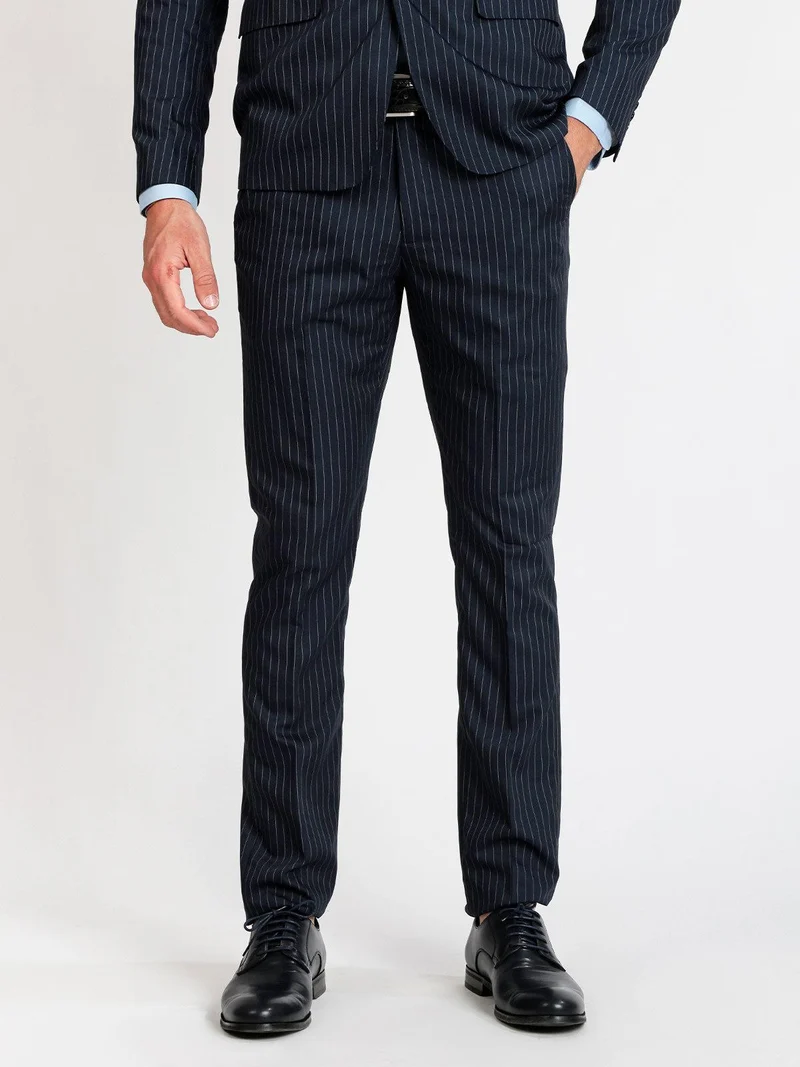 Completo elegante gessato da uomo - blu
