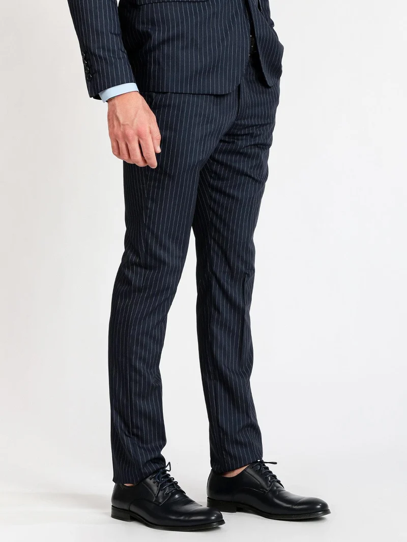 Completo elegante gessato da uomo - blu