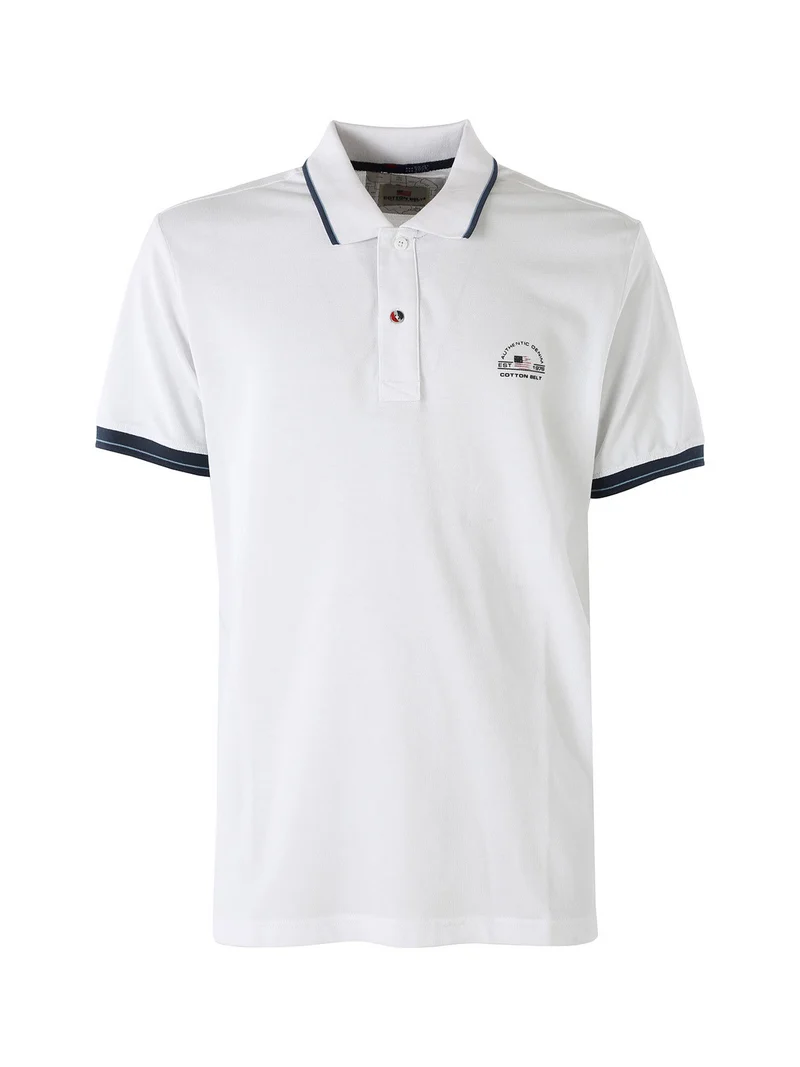 Polo da uomo in cotone a maniche corte con logo - bianco