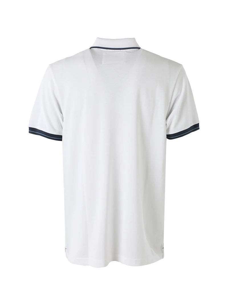 Polo da uomo in cotone a maniche corte con logo - bianco