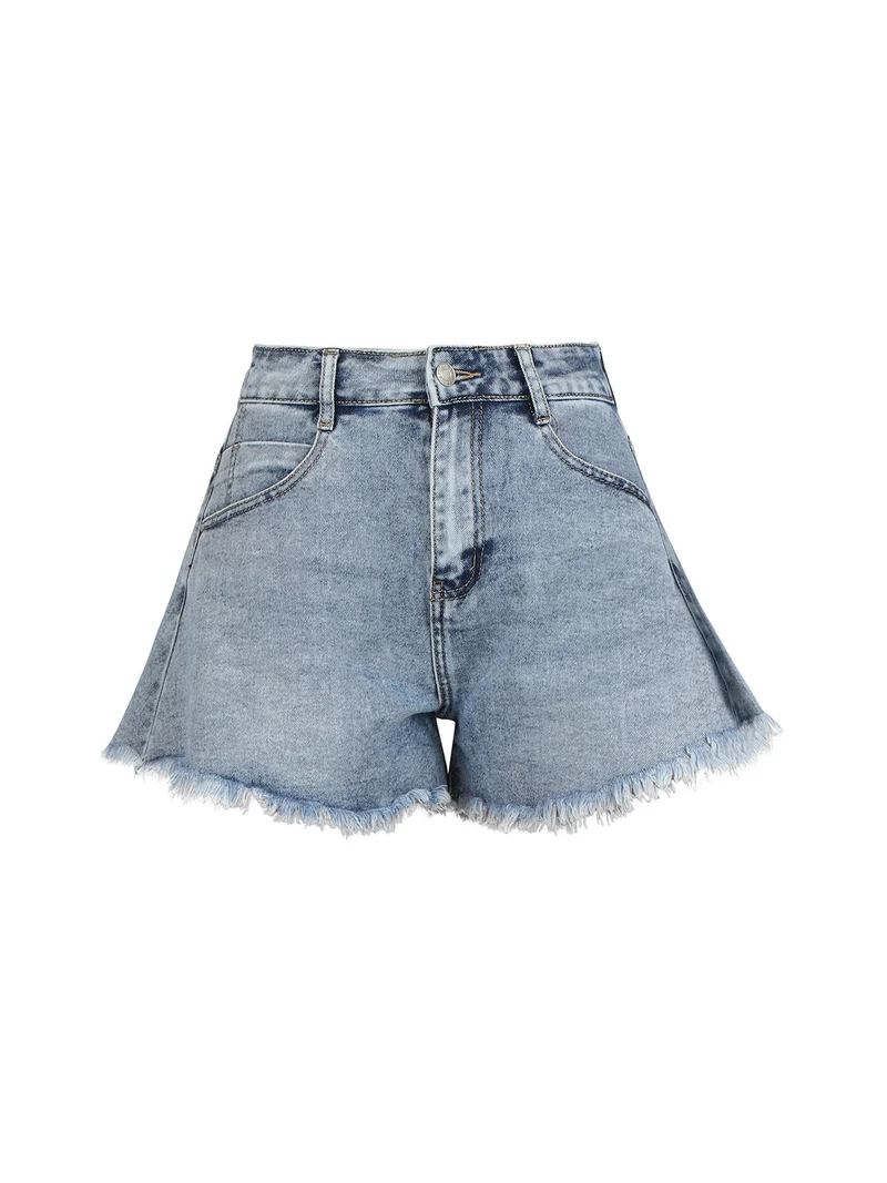Shorts donna in denim con finale sfrangiato - jeans