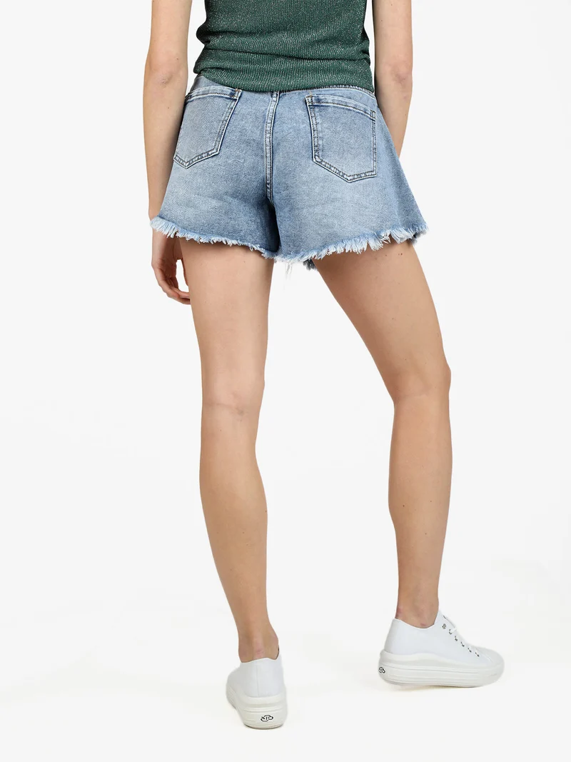 Shorts donna in denim con finale sfrangiato - jeans