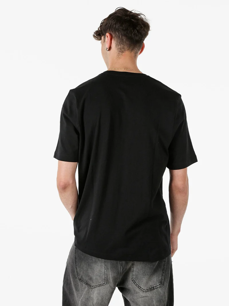 T-shirt girocollo da uomo in cotone con stampa - nero