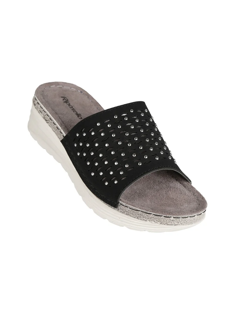 Ciabatte donna con borchie - nero