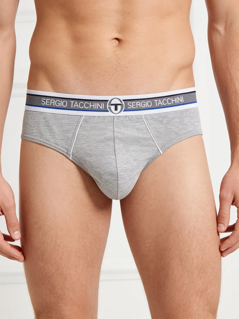 Slip da uomo in cotone con scritta - grigio