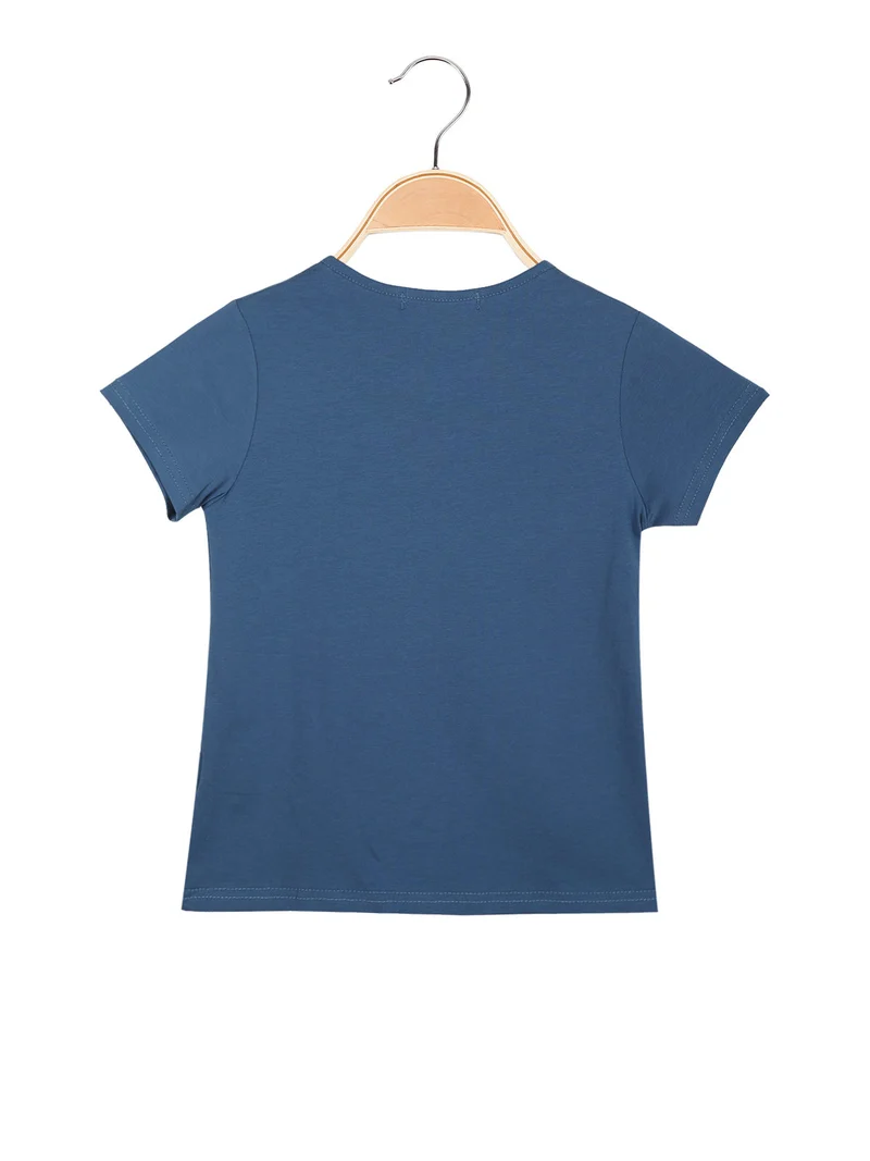 T-shirt da bambina con fiori di strass - blu