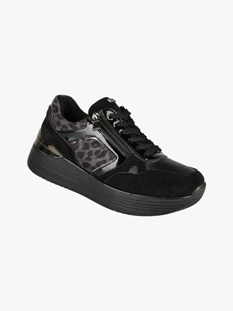 Sneakers donna con platform - nero