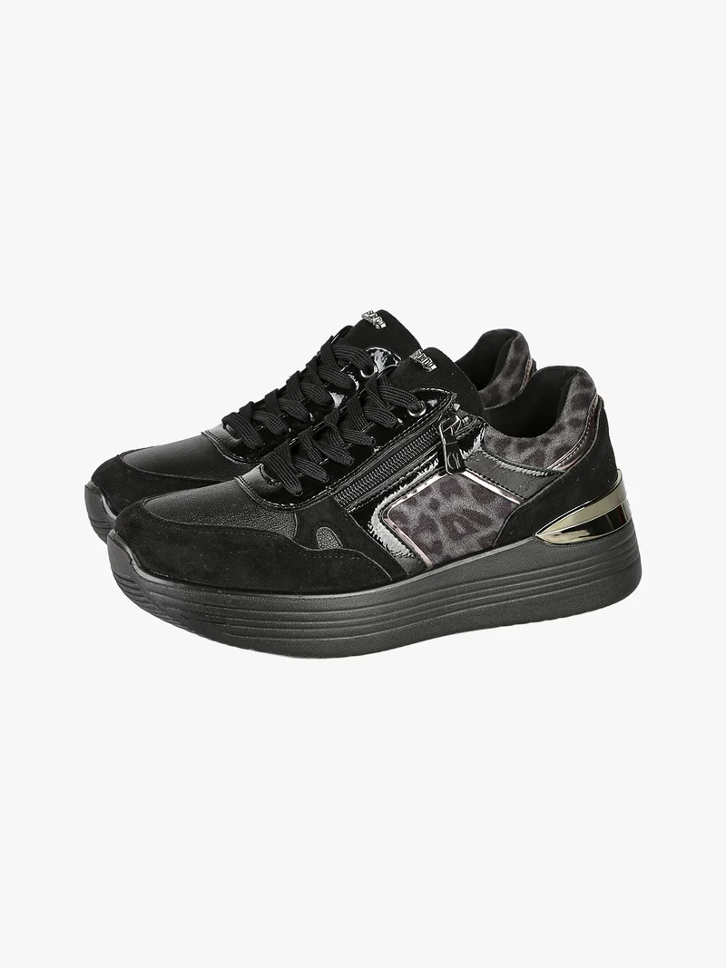 Sneakers donna con platform - nero