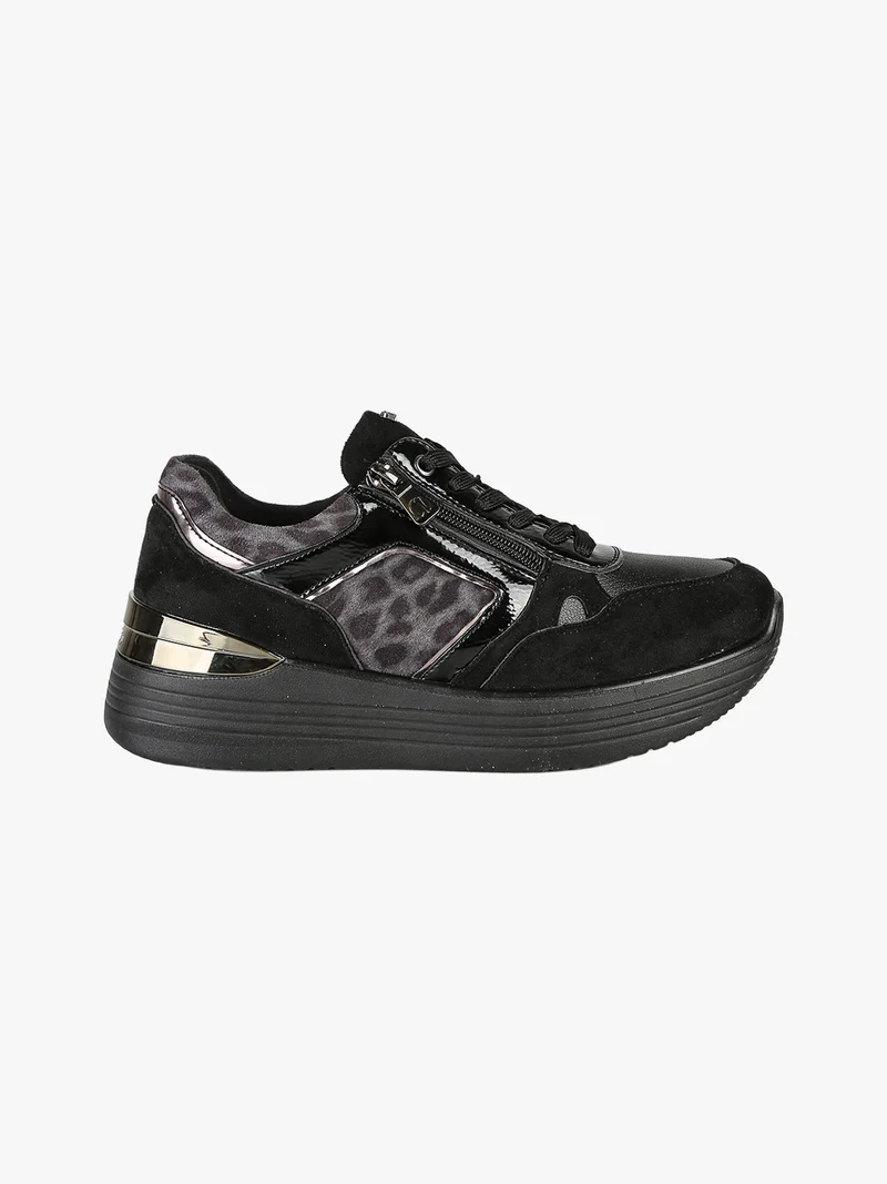 Sneakers donna con platform - nero