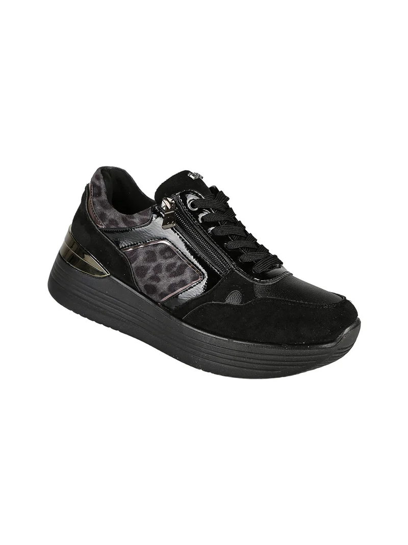 Sneakers donna con platform - nero