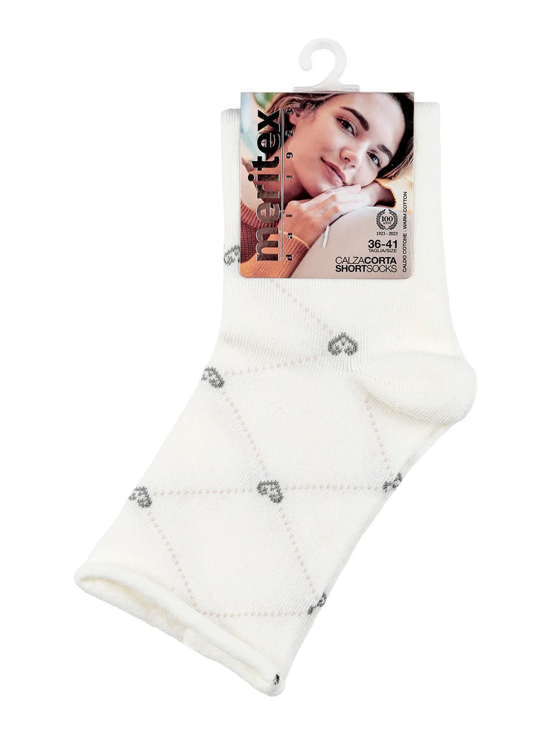 Calze corte donna in caldo cotone - bianco