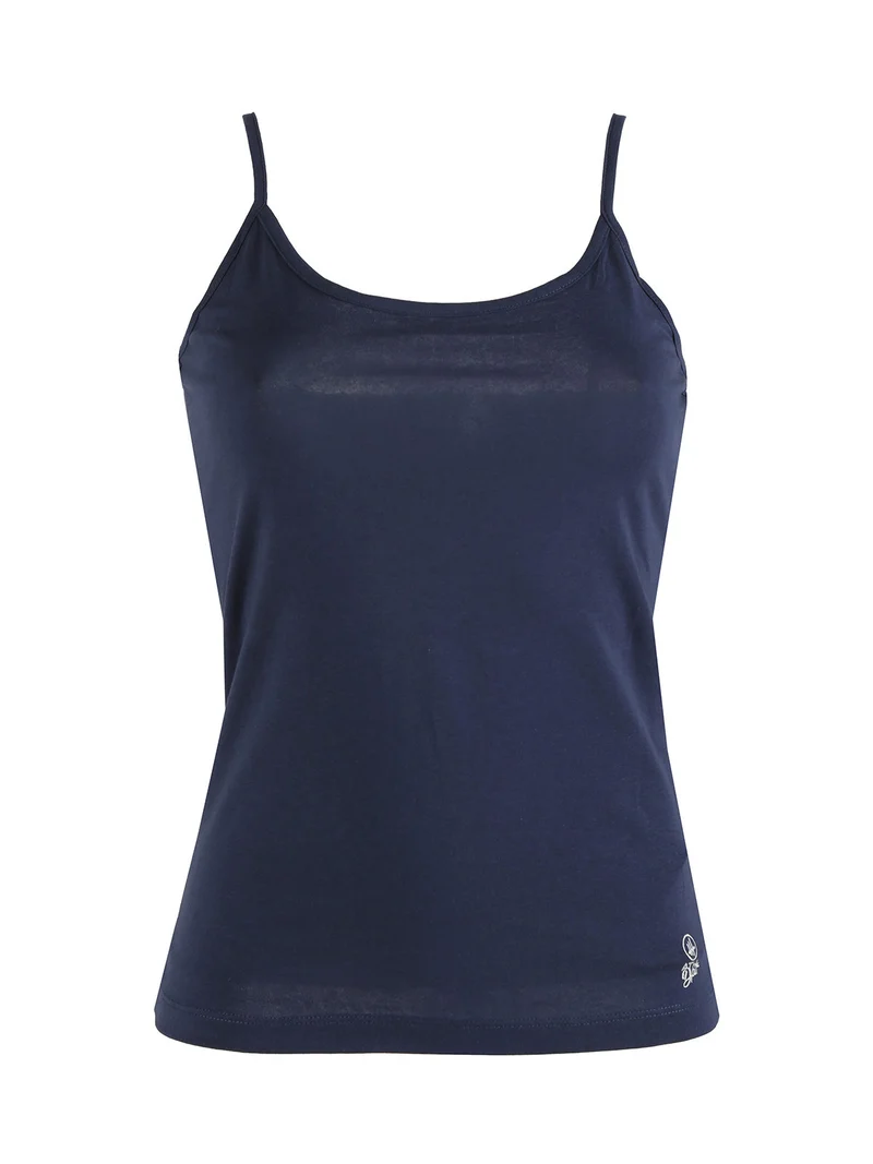 Top donna in cotone con spalline sottili - blu scuro