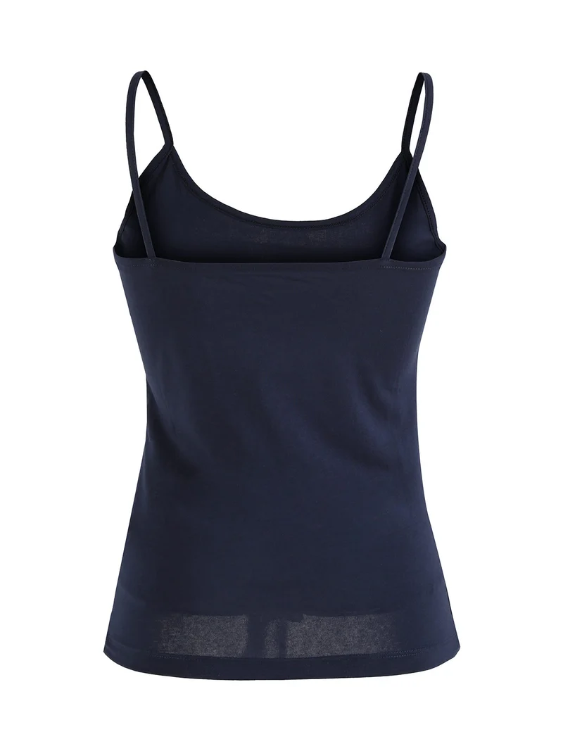 Top donna in cotone con spalline sottili - blu scuro