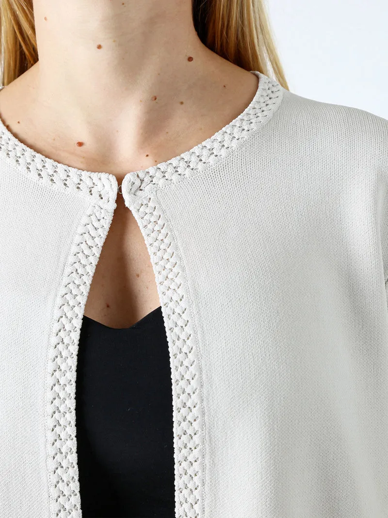 Cardigan donna in maglia con gancino di chiusura - beige