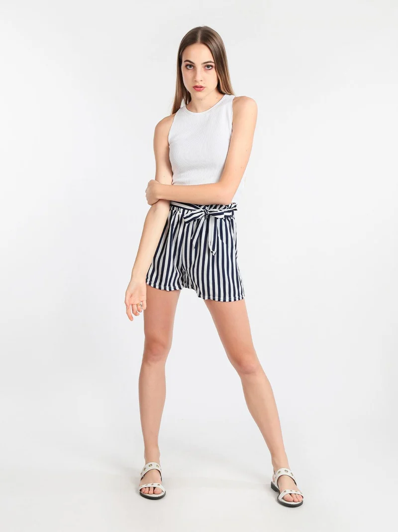 Shorts donna a righe verticali - blu