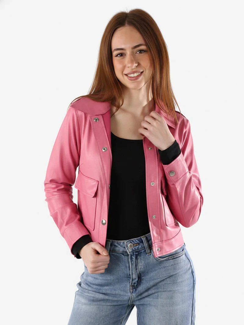 Giacca donna leggera con bottoni - rosa