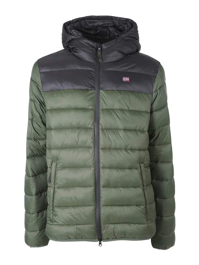 Giubbotto imbottito da uomo con cappuccio e zip - militare