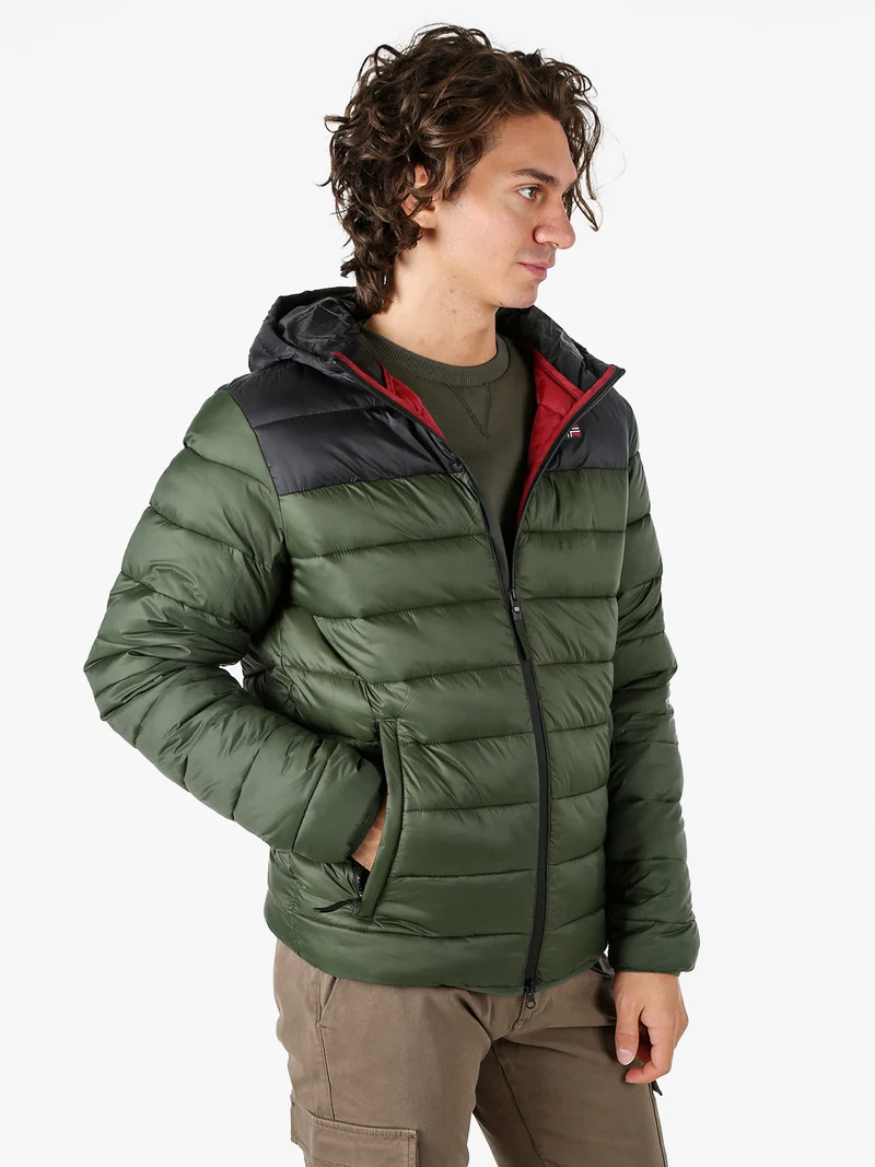Giubbotto imbottito da uomo con cappuccio e zip - militare