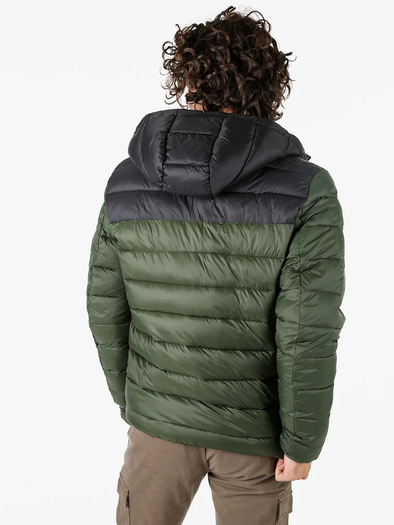 Giubbotto imbottito da uomo con cappuccio e zip - militare