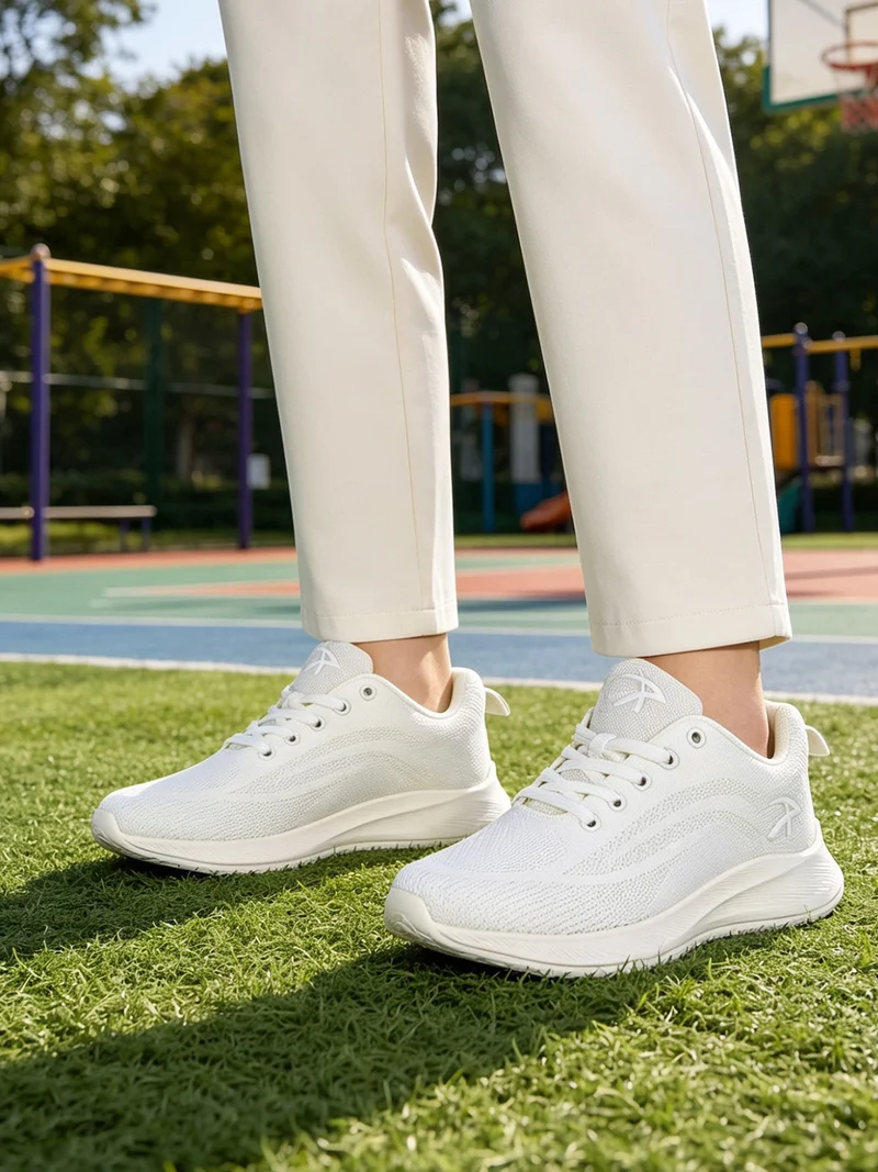 Sneakers donna sportive in maglia - bianco