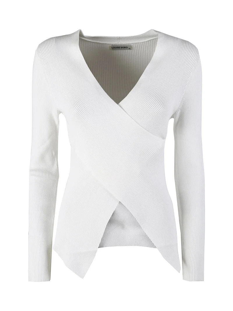 Maglia donna incrociata con finale a punta - bianco