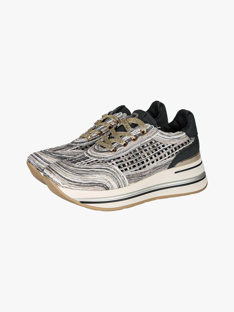 Sneakers donna traforate con platform - nero