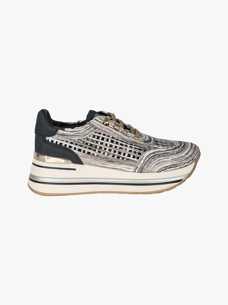 Sneakers donna traforate con platform - nero