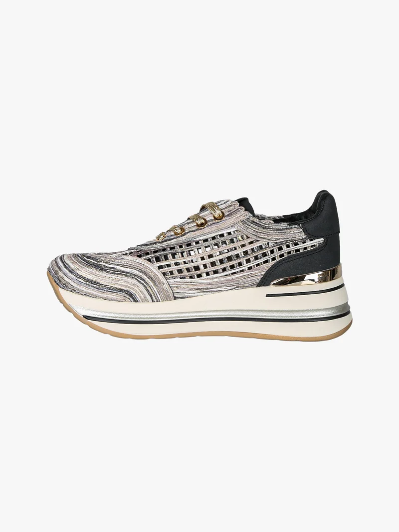Sneakers donna traforate con platform - nero