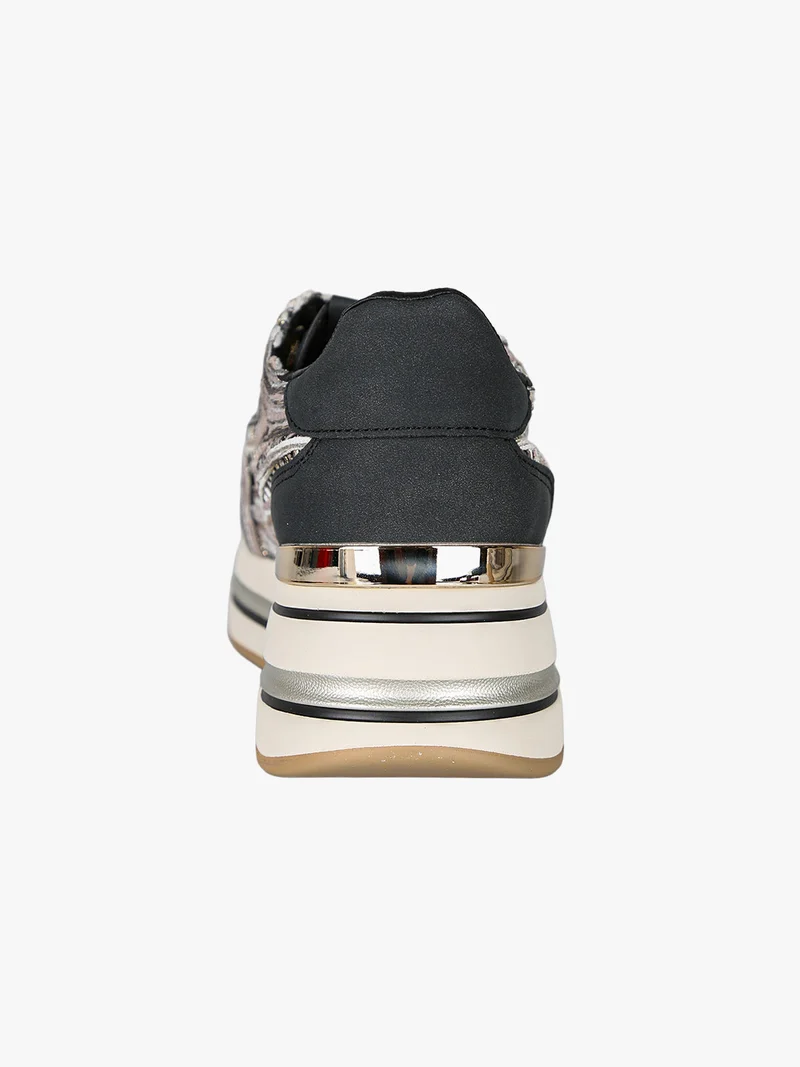 Sneakers donna traforate con platform - nero